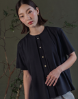 Aoi Collared Shirt - Sky Blue / Black BACKORDER