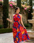 Delphine Halter Cheongsam -Sunset Blooms