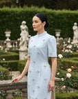 Chevonne Bejewelled Cheongsam - Black / Ice Blue