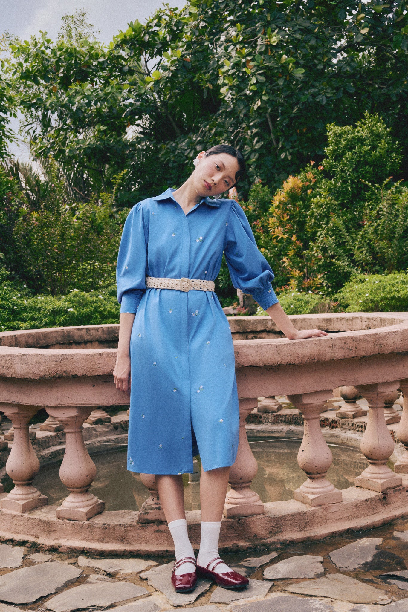 Forget-Me-Not Embroidered Shirt Dress The Missing Piece Forget-Me-Not Embroidered Shirt Dress The Missing Piece