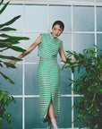 Riddle Houndstooth Skirt Set - Green/Black-White