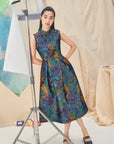 Solange Jacquard Convertible Cut-Out Cheongsam