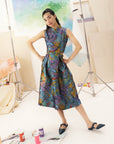 Solange Jacquard Convertible Cut-Out Cheongsam