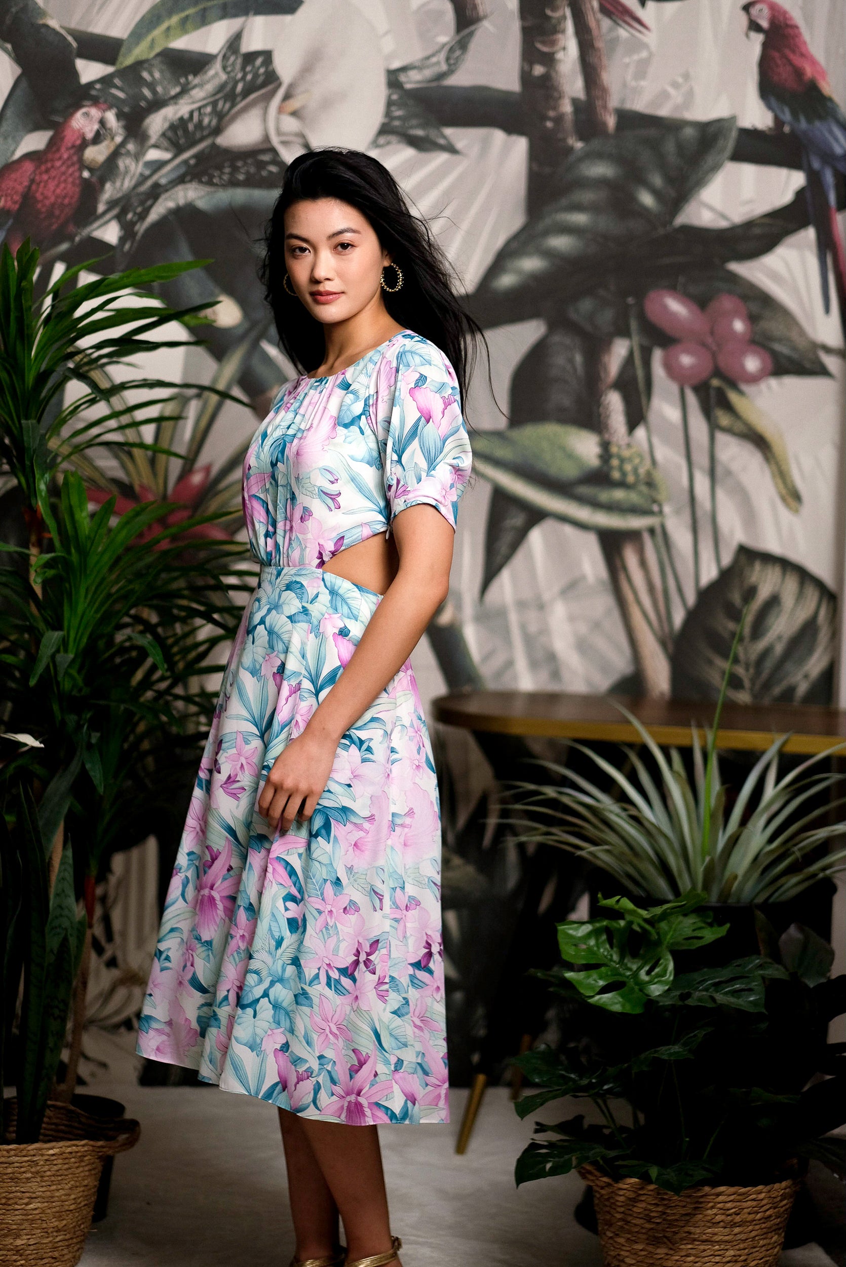 Twylla Double Twisted Flare Dress - Purple Orchids