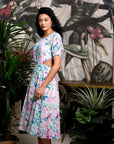 Twylla Double Twisted Flare Dress - Purple Orchids