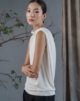 Kumi Low Back Jersey Top - Black / White