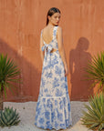Limoncello Linen Maxi Dress - Lemons / Blue Floral