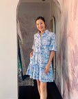 Colette Shirt Dress - Fuchsia Jungle / Watercolour Blues