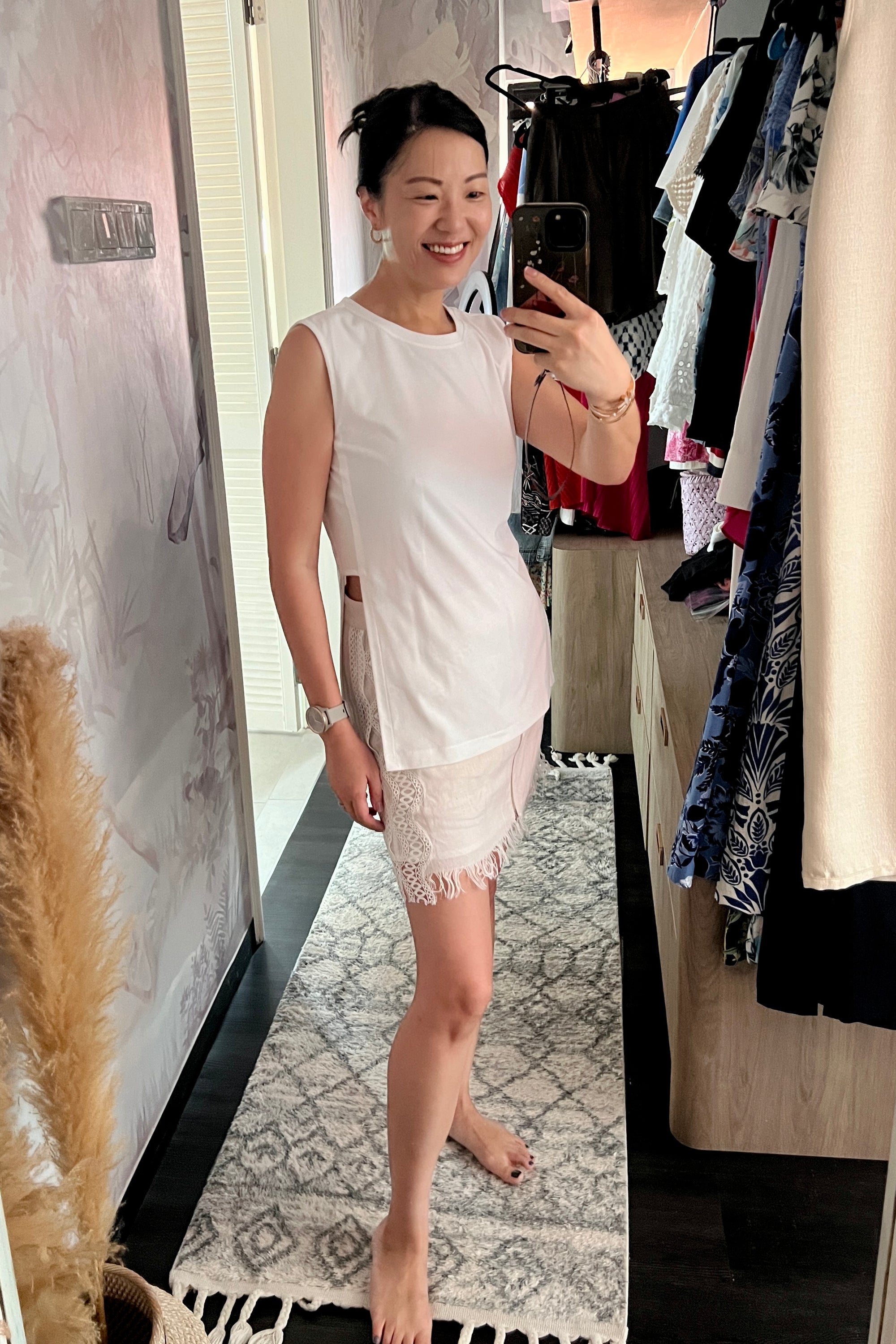 Sloane Panelled Tee - White