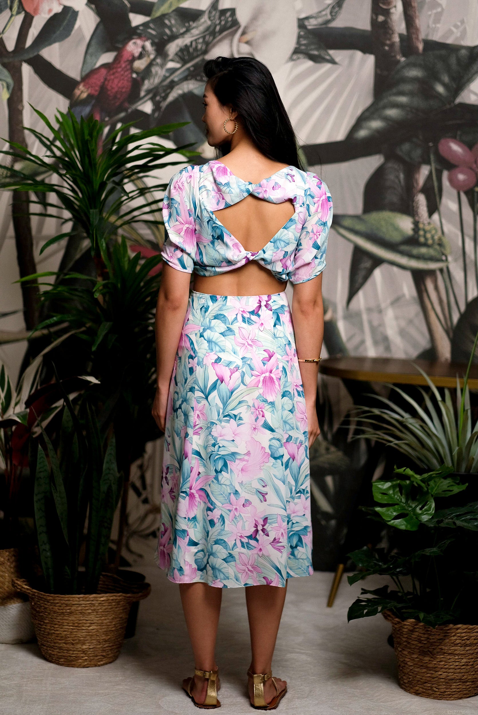 Twylla Double Twisted Flare Dress - Purple Orchids