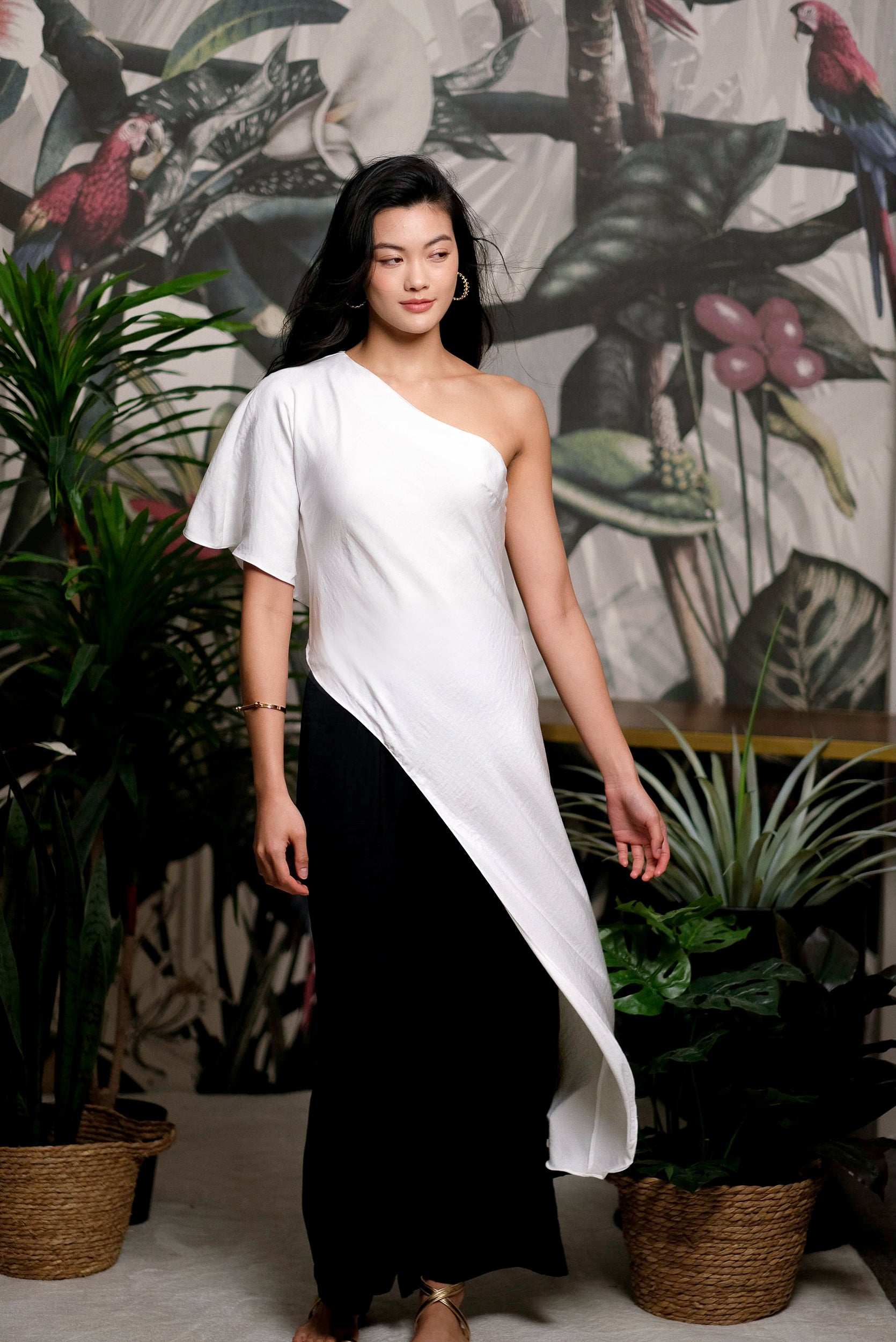 Luna Toga Pants Set - Ebony & Ivory