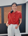 Zoom Ready Rayon Top - Lilac / Rust / White