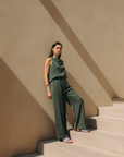 Jess Cupro Jumpsuit - Rose Pink / Black / Sage / Olive Green