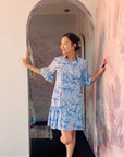 Colette Shirt Dress - Fuchsia Jungle / Watercolour Blues
