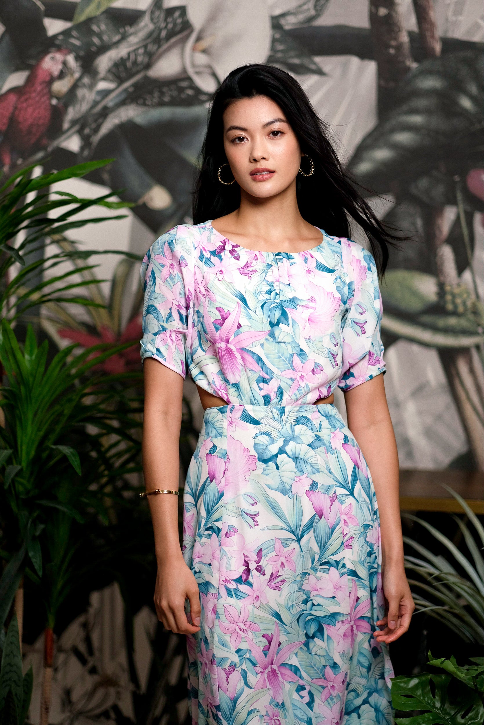 Twylla Double Twisted Flare Dress - Purple Orchids