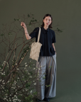 Mizumi Pleated Shoulder Bag- Black/ Beige/ Lilac