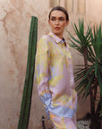 Fern Forest Silk Shirt - Green / Lilac