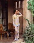Fern Forest Silk Pants - Green / Lilac