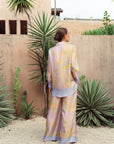 Fern Forest Silk Pants - Green / Lilac