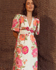 In-a-Knot Midi Dress - Begonia Bloom