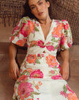 In-a-Knot Midi Dress - Begonia Bloom