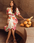 In-a-Knot Midi Dress - Begonia Bloom