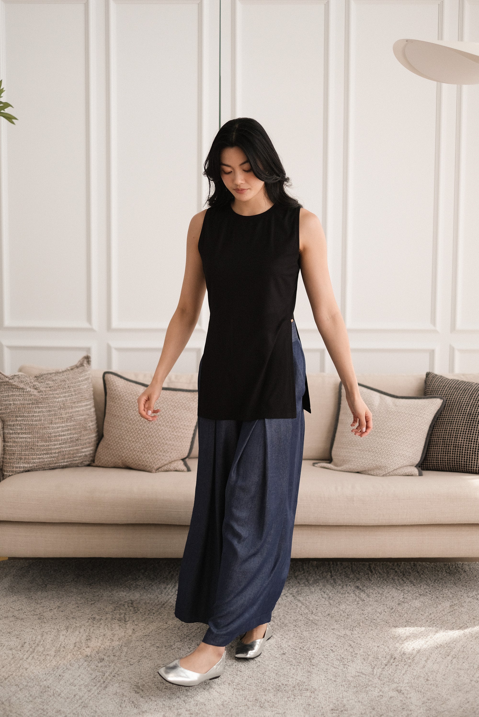 Sloane Panelled Tee - White