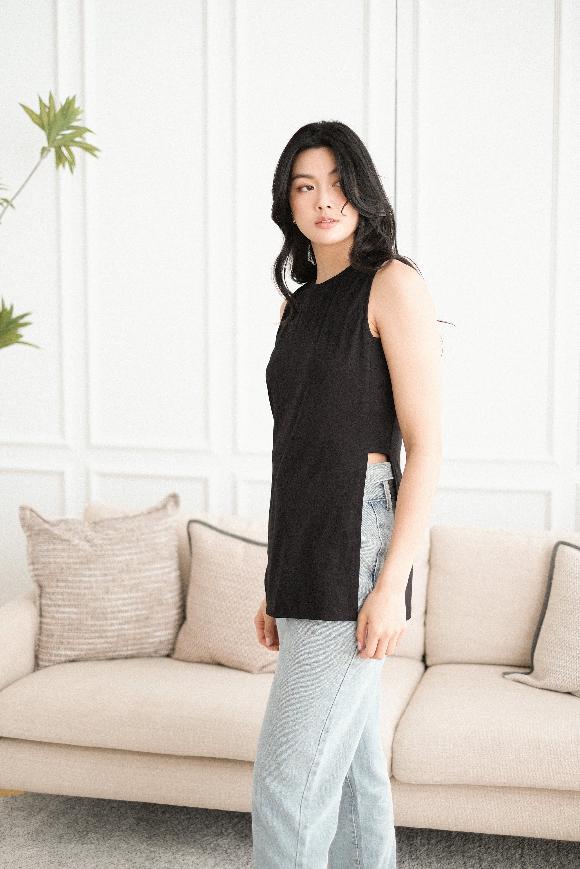 Sloane Panelled Tee - White