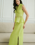 Viola Textured Maxi Skirt Set - Lime