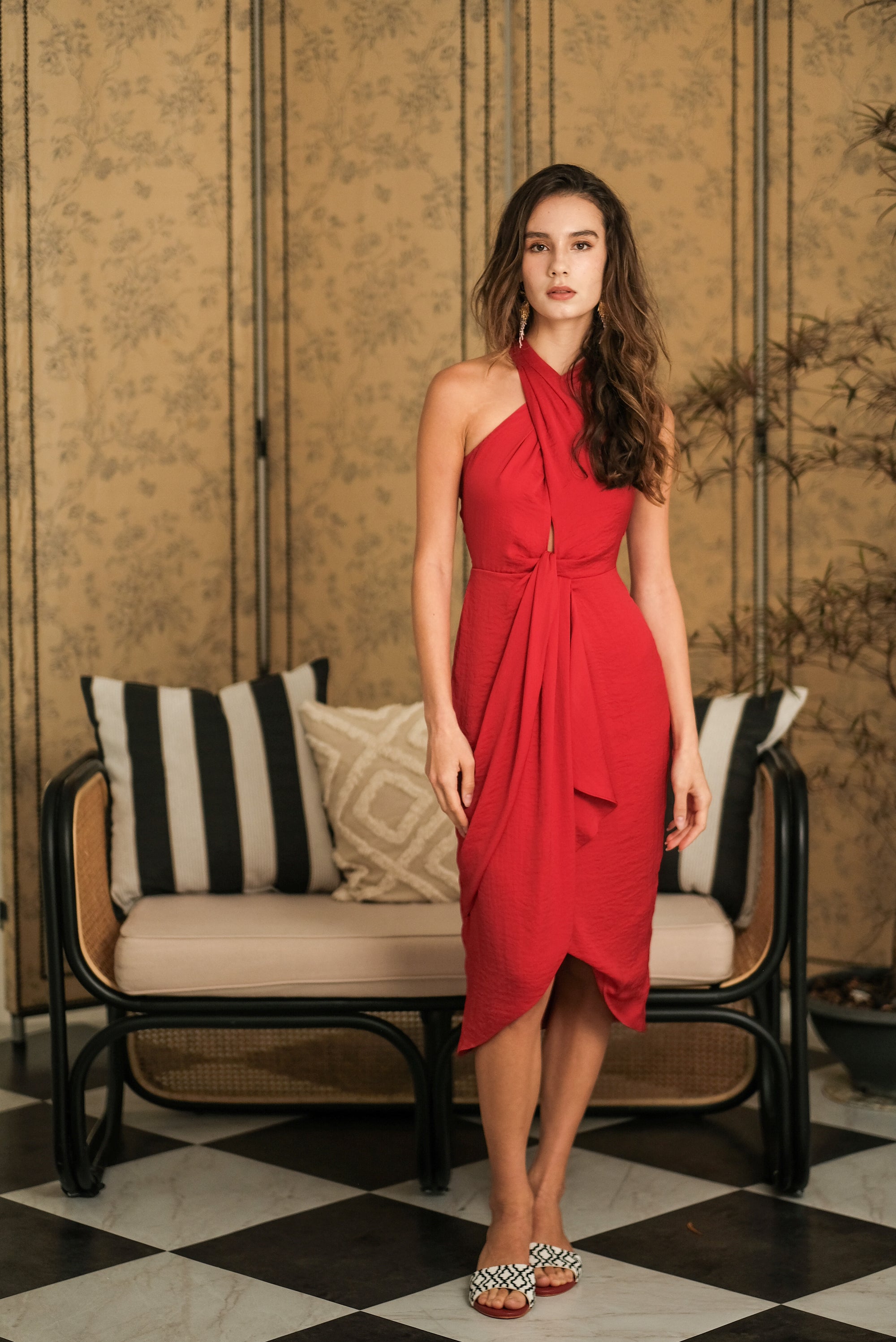 Clyo Halter Knot Dress - Red (Pre-order)