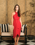 Clyo Halter Knot Dress - Red /Rose Pink (Pre-order)