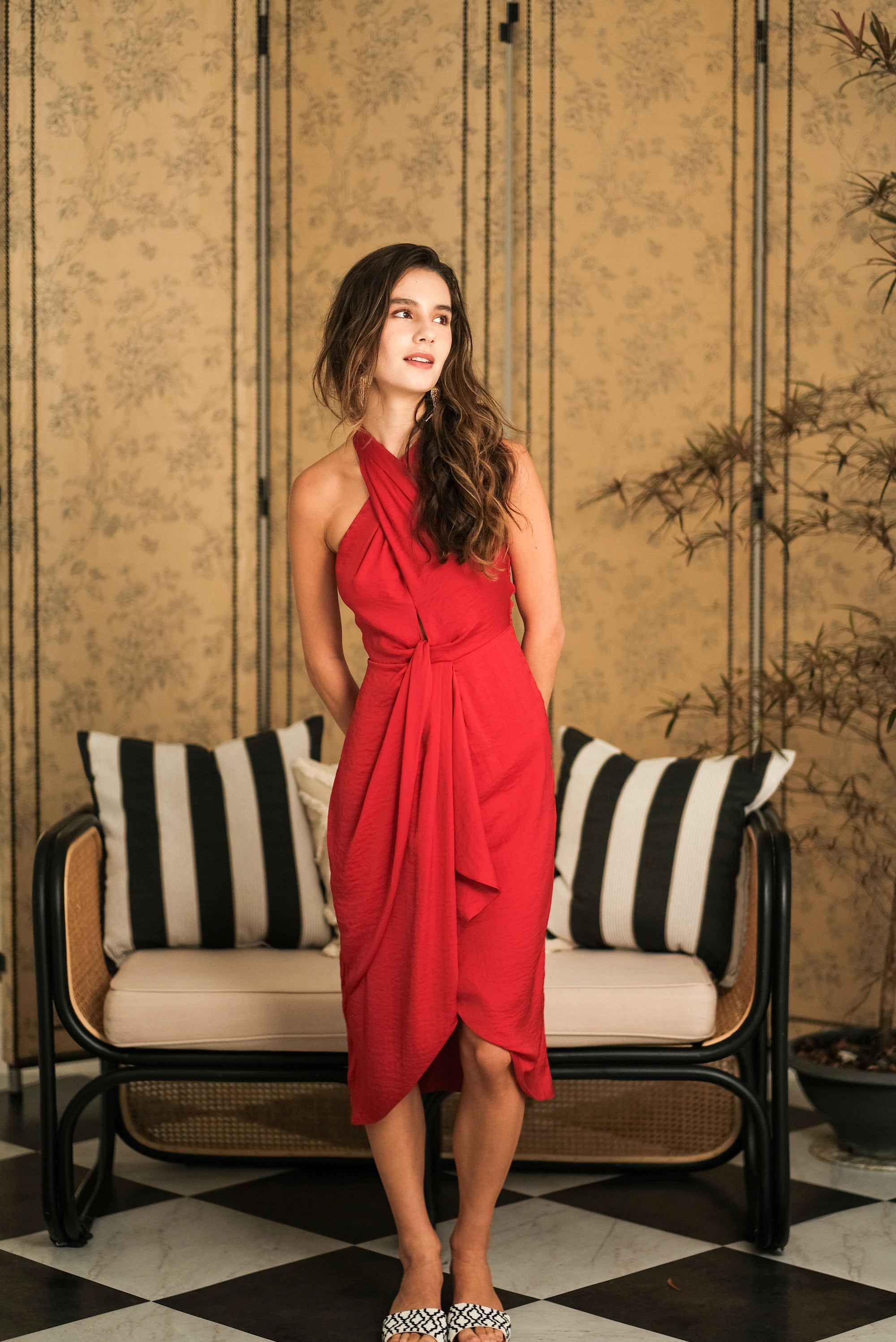 Clyo Halter Knot Dress - Red (Pre-order)