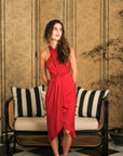 Clyo Halter Knot Dress - Red /Rose Pink (Pre-order)