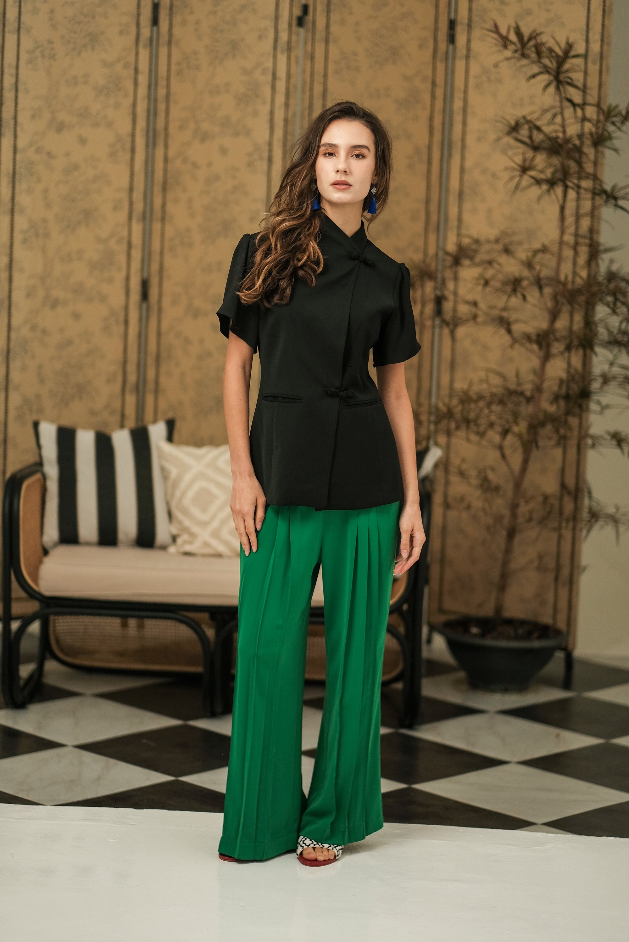 Penelope Pleated Pants - Cobalt