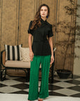 Penelope Pleated Pants - Cobalt / Emerald / Black