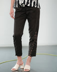 Kimmie Laced Up Cupro Pants - Black / Khaki