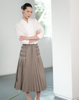 Carita Pleated Skirt - Black / Beige / Chambray