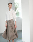 Carita Pleated Skirt - Black / Beige / Chambray