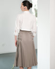 Carita Pleated Skirt - Black / Beige / Chambray