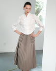 Carita Pleated Skirt - Black / Beige / Chambray
