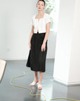 Carita Pleated Skirt - Black / Beige / Chambray