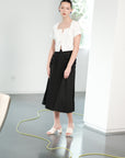 Carita Pleated Skirt - Black / Beige / Chambray