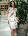 Zahara Skirt Set - Pink Leaves / Black
