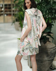 Zahara Skirt Set - Pink Leaves / Black