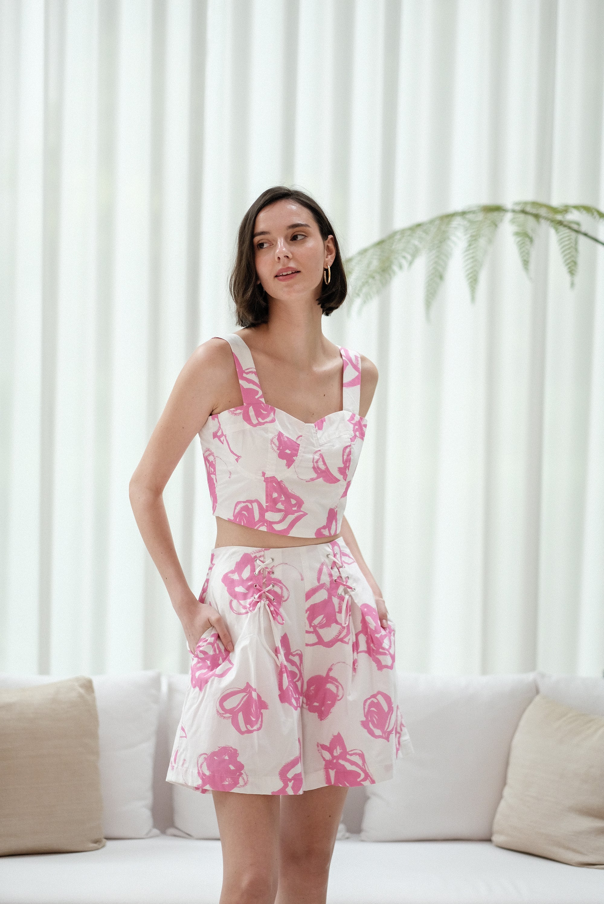 Abbey Shorts Set - Pink Floral