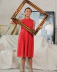 Lil' Contessa Eyelet Cheongsam - Vermillion