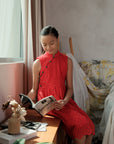 Lil' Contessa Eyelet Cheongsam - Vermillion
