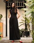 Ava Maxi Jumpsuit - Black / Royal Purple ( Pre-order )