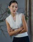 Risa Lace Trim Tank - Black / White BACKORDER