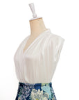 Crystal Pleated V-Neck Top